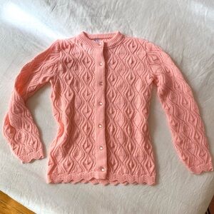 Vintage 60s 70s Pink Acrylic Cardigan XS S